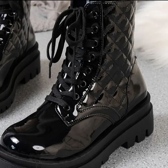 Women's quilted combat boot sz 10.5 - Picture 7 of 14